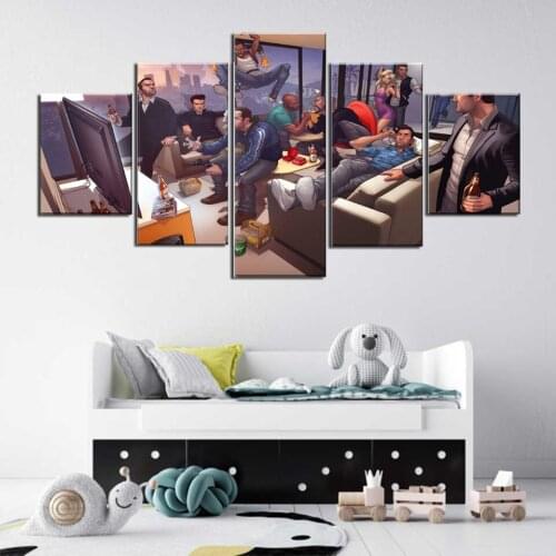 HD Print Poster Modern Nordic Living Room Home Decoration 5 Panel Video Game GTA Canvas Painting Wall Art Modular Picture