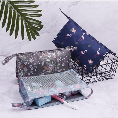 Portable Printed Cosmetic Bag Womens Girls Make up Organizer Cases Makeup Toiletry kit Storage Travel Beauty Vanity Wash Pouch