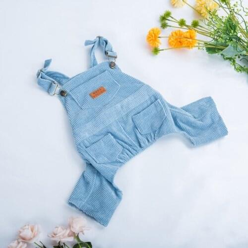 Corduroy Dog Clothes Pet Overalls Spring Summer Fashion Soft Comfortable Pet Clothing For Small Dog French Bulldog Dogs Jumpsuit