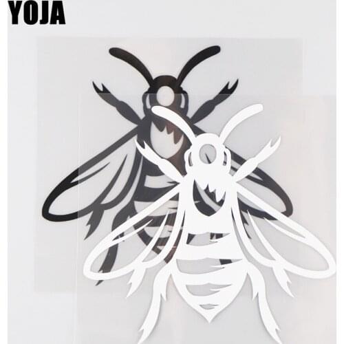 YOJA 13.2×12.6CM Vinyl Honeybee Decal Cartoon Animals Pattern Car Stickers Black/Silver 19C-0206