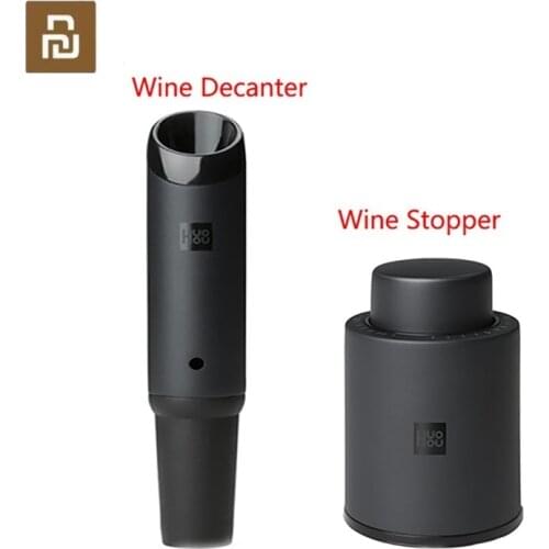 Youpin Huohou Fast Wine Decanter Wine Stopper 2in1 Pouring Tools Stainless Steel Vacuum Bottle Stopper Bottles Cap Bar Accessori