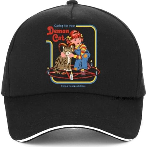 Caring For Your Demon Cat Prints Womans Baseball cap Fashion Brand Creativity Satanism Demon Cat hip hop cap adjustable Dad hat