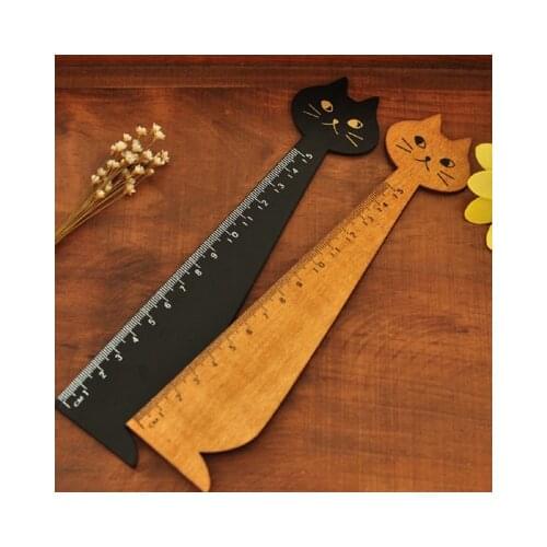 1pc/lot Zakka Cat design wooden rulers 15cm ruler Kawaii stationery Wholesale (SS-6979)