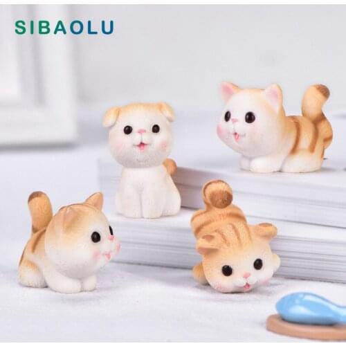 1pc Resin Cute Cat Figurine Cartoon Animal Model DIY Home Decor Miniature Fairy Garden Cake Decoration Accessories Modern Gift