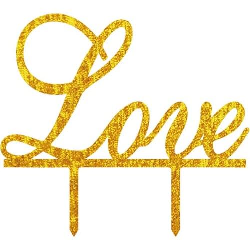 1PCS Gold Love Wedding Cake Topper for Wedding Birthday&Event Party Cake Decoration Anniversary Cake Accessories