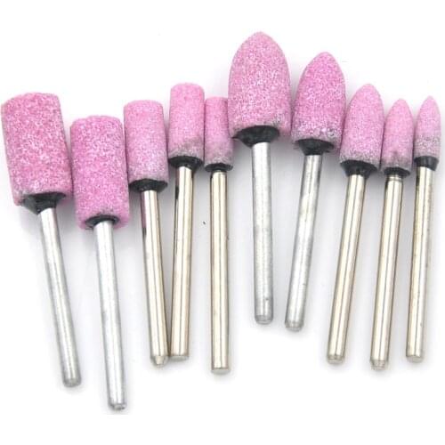10pcs Grinding Wheel 1/8 Shank For corundum Pink Mounted Stone Rotary Tool