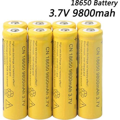 10pcs 18650 3.7V 9800mah Battery Rechargeable Lithium Batteria for Led Flashlight Headlight Torch Camera 18650 Batteries Bateria