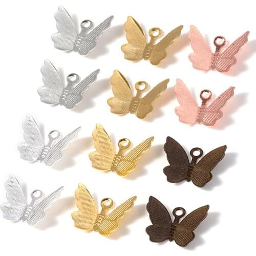 100pcs/lot 11x13mm Metal Filigree Butterfly Charms DIY Necklace Bracelets Earrings Pendants Accessories for Jewelry Making