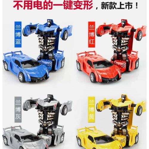 2020 New childrens one-button impact transformers 5 inertial impact transformers car robot 13.5cm