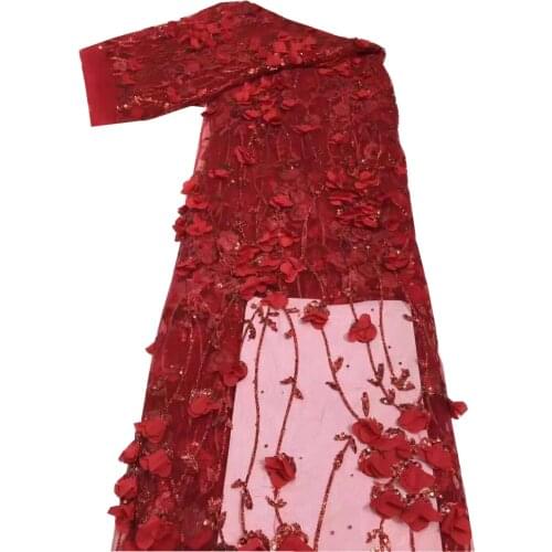 3D African Sequins Lace Fabric 2021 High Quality Lace French Lace Fabric Nigerian Tulle Lace Fabric For Wedding Dress f66-497