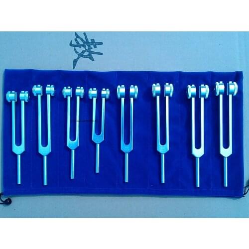 8 pcs Export quality chakra tuning fork Taiwan Planetary Tuning Forks Weighted with Activator and Pouch Healing & Relaxation