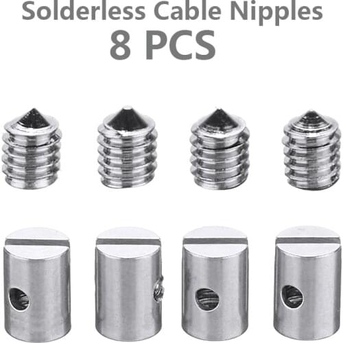 8pcs Metal Solderless Cable Nipples 5mm Throttle Choke With Screw For Motorcycle Scooter Quad Mower Car Styling Tool