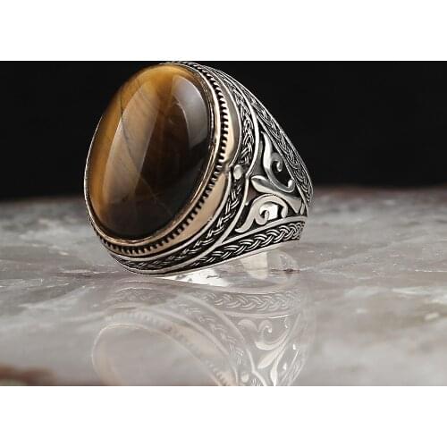 925 Sterling Silver Ring for Men Handmade Turquoise Stone Vintage Gift Mens Rings All Size Women Turkish Fashion Jewelry