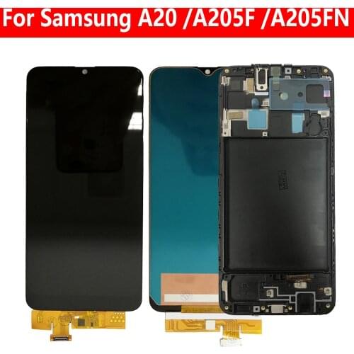 A205FN LCD With Frame For SAMSUNG Galaxy A20 Display SM-A205F/DS A205YN A205 lcd Screen Touch Digitizer Assembly Super AMOLED