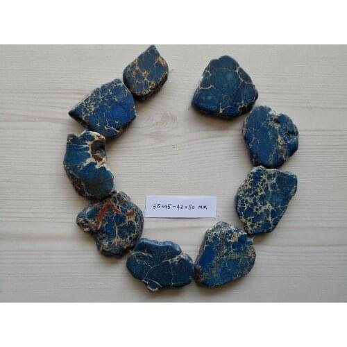 B0091 Natural 35x45-42x50mm Fancy Blue Sea Sediment Imperial Emperor Gems Stone Loose Beads 14'' Jewelry Making DIY