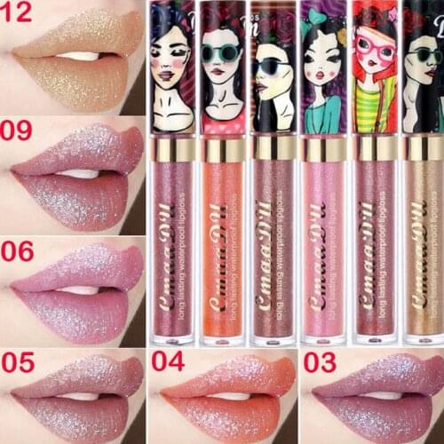 11 Colors Diamond Glitter Lip Gloss Matte Glitter Liquid Lipstick Waterproof Shimmer Diamond Pearl Colour Lip Gloss Make Up