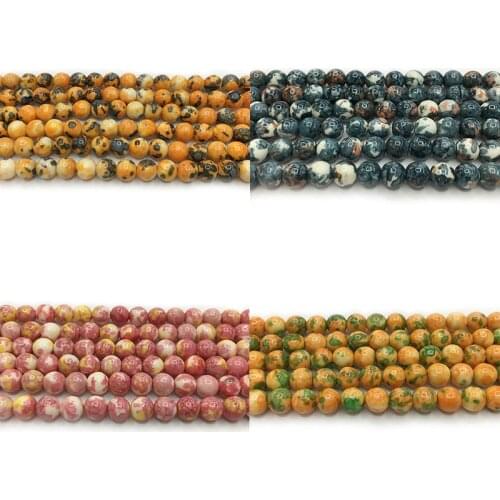 1 Strand Natural Stone Beads Colorful Spot Charm Accessories Beads 4 Colors Wholesale Spacer Round Bead For DIY Jewelry Making