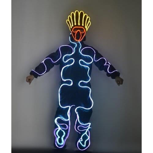 Future technology electronic lighting dance clothes bar nightclub led lumious stage dance costumes