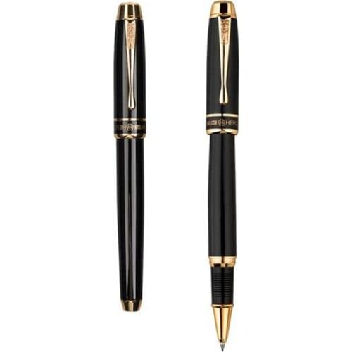 Hero Business Roller Ball Pen Metal Brushed Black Business Office School Writing Roller Pen For Stationery Supplies