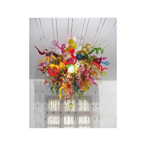 Hot Seller Colorful Glass Art Chandelier Lighting E14 Hand Blown Glass Crystal Chandelier for Hotel