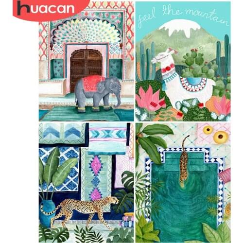 HUACAN Oil Painting Leopard Animal Drawing On Canvas HandPainted Art Gift DIY Picture By Numbers Cartoon Kits Home Decoration