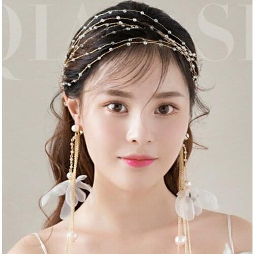 Imitation Pearls Hair Accessories Crystal Alloy Headdress Leaf Flower Headband Hairpins Hair Bands for Women Bride LXH