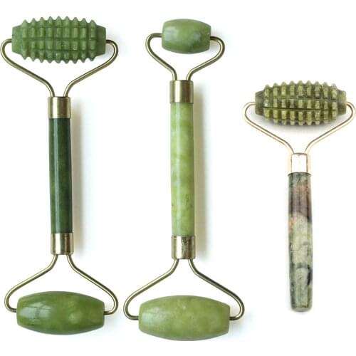 Face Massager Roller Natural Jade Stone Beauty Care Body Slimming Facial Neck Back Massage Traditional Face Lifting V Shape Tool