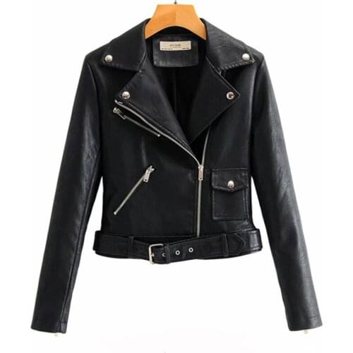 Turn-donw collar full sleeves double breasted zippers metal pocket high waist autumn and winter short jacket C222