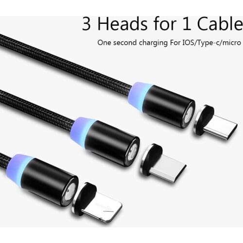 Mobile Phone Accessories Magnetic Charging USB LED Magnetic USB Cable / Micro USB / Type-C Magnet Charger