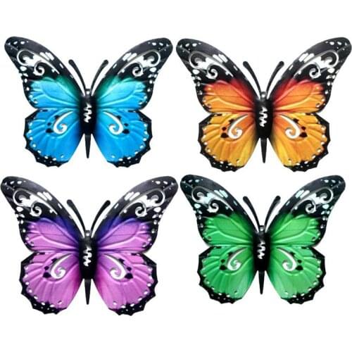 Metal Butterfly Wall Decor Outdoor Indoor Art Sculpture Hanging Decoration Wrought Iron Wall Hanging Ornament