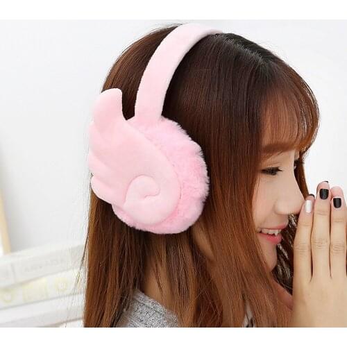 Fashion Wing Plush Female Winter Earmuff Warm Ear Muffs Headphones Girls Earmuffs Earphone Ear Warmers Protector Fur Headphones