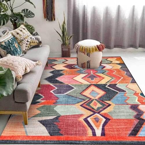 Fashion Casual Multicolor Geometric Red Moroccan Ethnic Style Living Room Bedroom Bedside Carpet Floor Mats