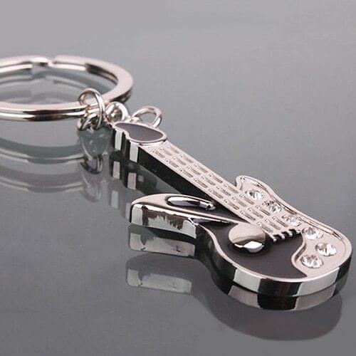 Fashion Keychain Mini Guitar Key Ring Keyring Chain CrystalKey Chains Accessories Cute Gadgets A8I6