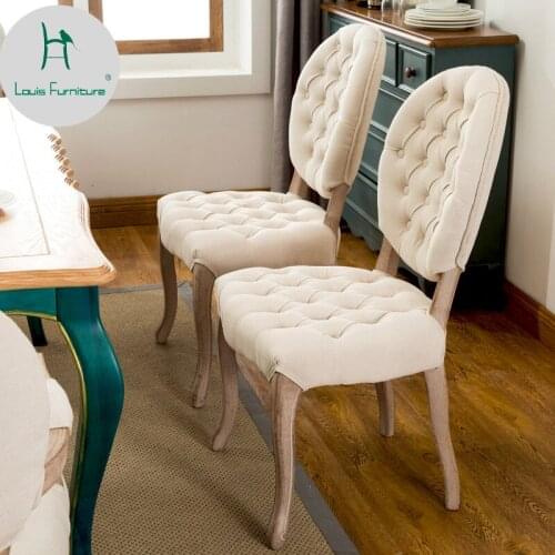 Louis Fashion European Chair Single French Retro Dining American Country Leather Buckle Computer Bookroom Restaurant