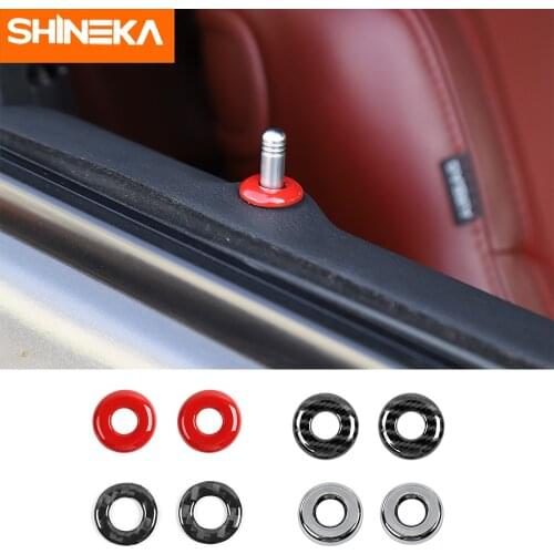 SHINEKA Interior Mouldings For Dodge Challenger Car Door Pin Bolt Circle Decoration Covers Stickers For Dodge Challenger 2014