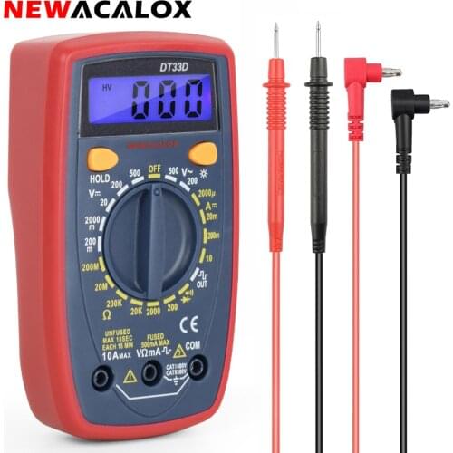NEWACALOX LCD Digital Display Multimeter Electrical Instrument AC/DC Ammeter Voltmeter Ohm Portable Clamp Meter Tester Tool