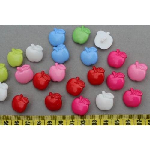 Set of 500 pcs Apple plastic shank Children Candy Buttons 15mm mixed colors-LK0030