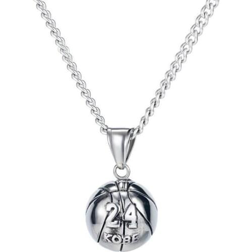 Stainless Steel Number 24 Basketball Player Game Pendant Necklace Punk Rock Men Anniversary Jewelry