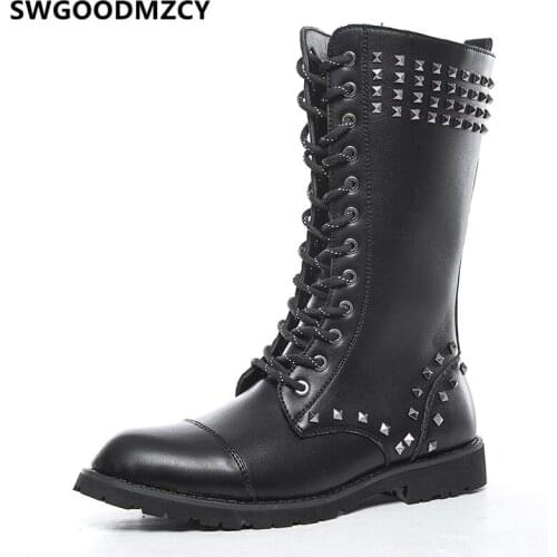 New Rock Boots Men Boots Genuine Leather Luxury Shoes Riding Boots Fashion Designer Shoes Men High Quality Zapatos De Hombre