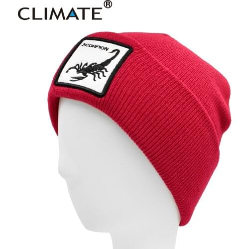 CLIMATE Scorpion Beanie Animal Cool Winter Hat Warm Beanie Black Scorpion Winter Hats Winter Man Mens Beanie Animal Logo
