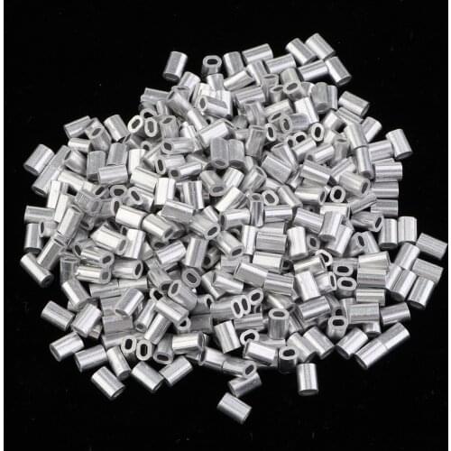 1000pcs Fishing Wire Single Barrel Crimp Sleeves, Aluminum Tube Connector, 4 Sizes for Choose