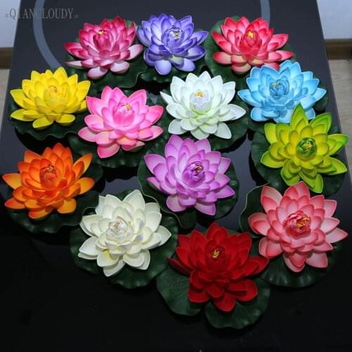 Wholesale 100 pieces Artificial Fake Lotus Lily leaf flowers Water POOL Floating pond flowers wedding decoration Garden 17CM B12