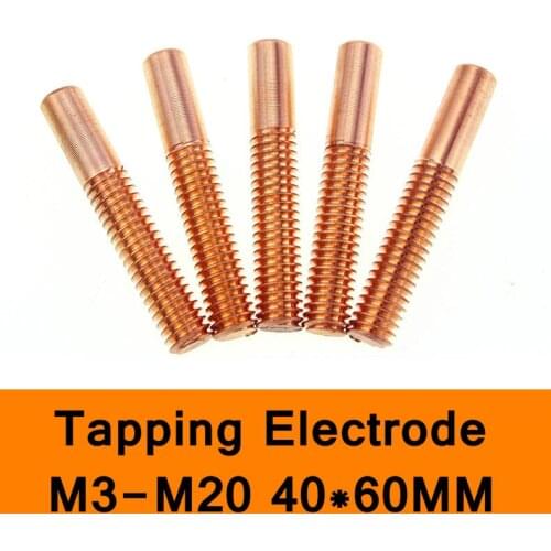 Pure Copper Orbital Tapping EDM Electrode Hole Thread Electrode Discharge Red Copper Screw Tooth Metric Size M3 to M20 40X60mm