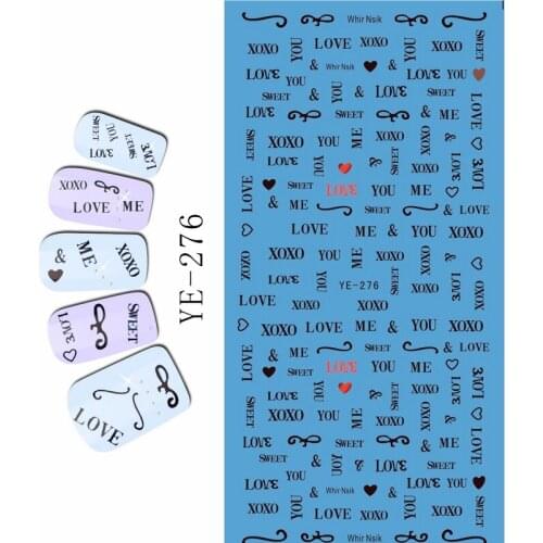 WATER TRANSFER DECAL NAIL ART NAIL STICKER BLACK WHITE POEM LETTER ALPHABET YE276-281