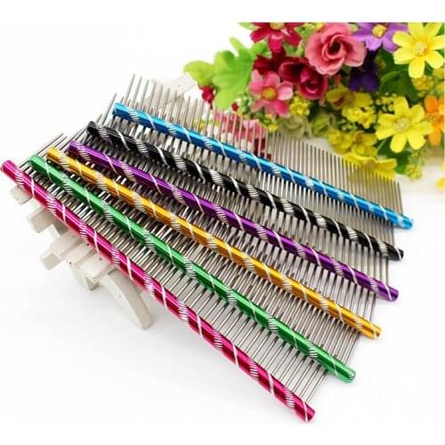 10pcs 19cm Pet Dog Comb Bright Multi-Colored Stripe Grooming Comb For Shaggy Cat Dogs Barber Grooming Tool