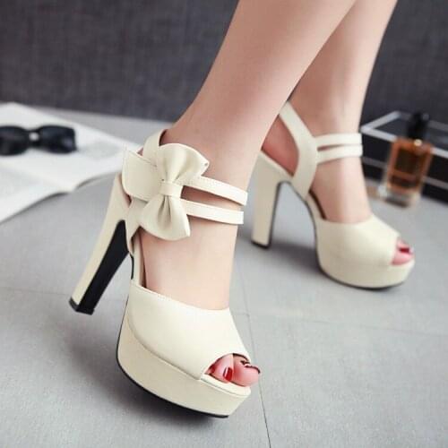 Big Size high heels sandals women shoes woman summer Fish-billed Butterfly-tied High-heeled Sandals Woman