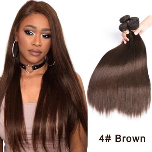 Sapphire Brown Brazilian Straight Hair Weave Bundles Ginger Highlight Human Hair Bundles 1/3/4 PCS 8-28" Remy Hair Extensions