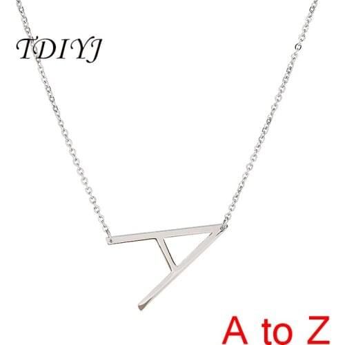 TDIYJ Fashion Big Alphabet Letter Necklaces Pendant Women Jewelry Stainless Steel Suspension Alfabet Choker Collier Femme