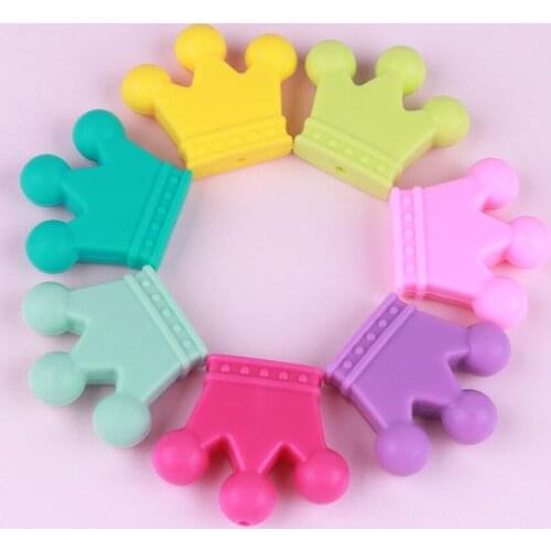 TYRY.HU 10pcs 30mm Crown Baby Teether Silicone Beads Baby Teething Pendant For DIY Nursing Necklace BPA Free Silicone