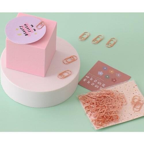 50Pcs /Bag Heart Gold Rose Color Paper Clip Cute Mini Bookmark Crestive File Organizing Metal Binder Clip Office School Supplies